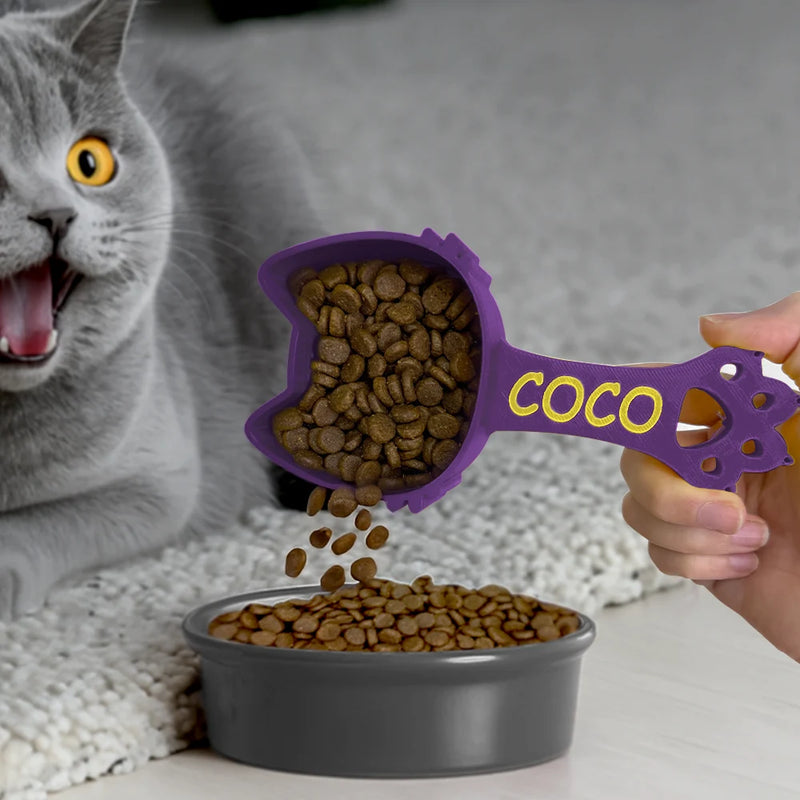 Cat Lovers, Cat Mom, Cat Dad-Cute Cat Head Paw Handle, Cat Supplies Gift For Cat Owners - Personalized Cat Food Scoop