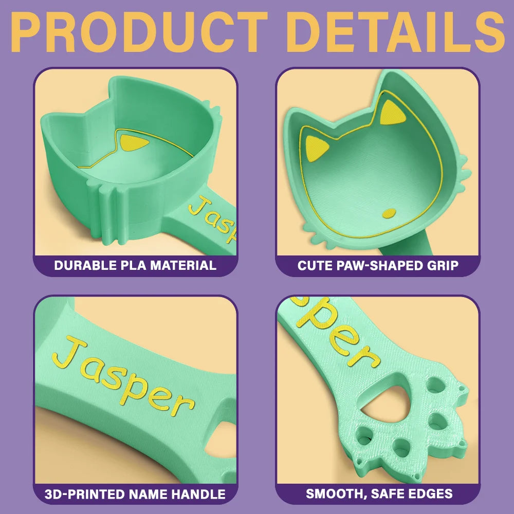 Cat Lovers, Cat Mom, Cat Dad-Cute Cat Head Paw Handle, Cat Supplies Gift For Cat Owners - Personalized Cat Food Scoop