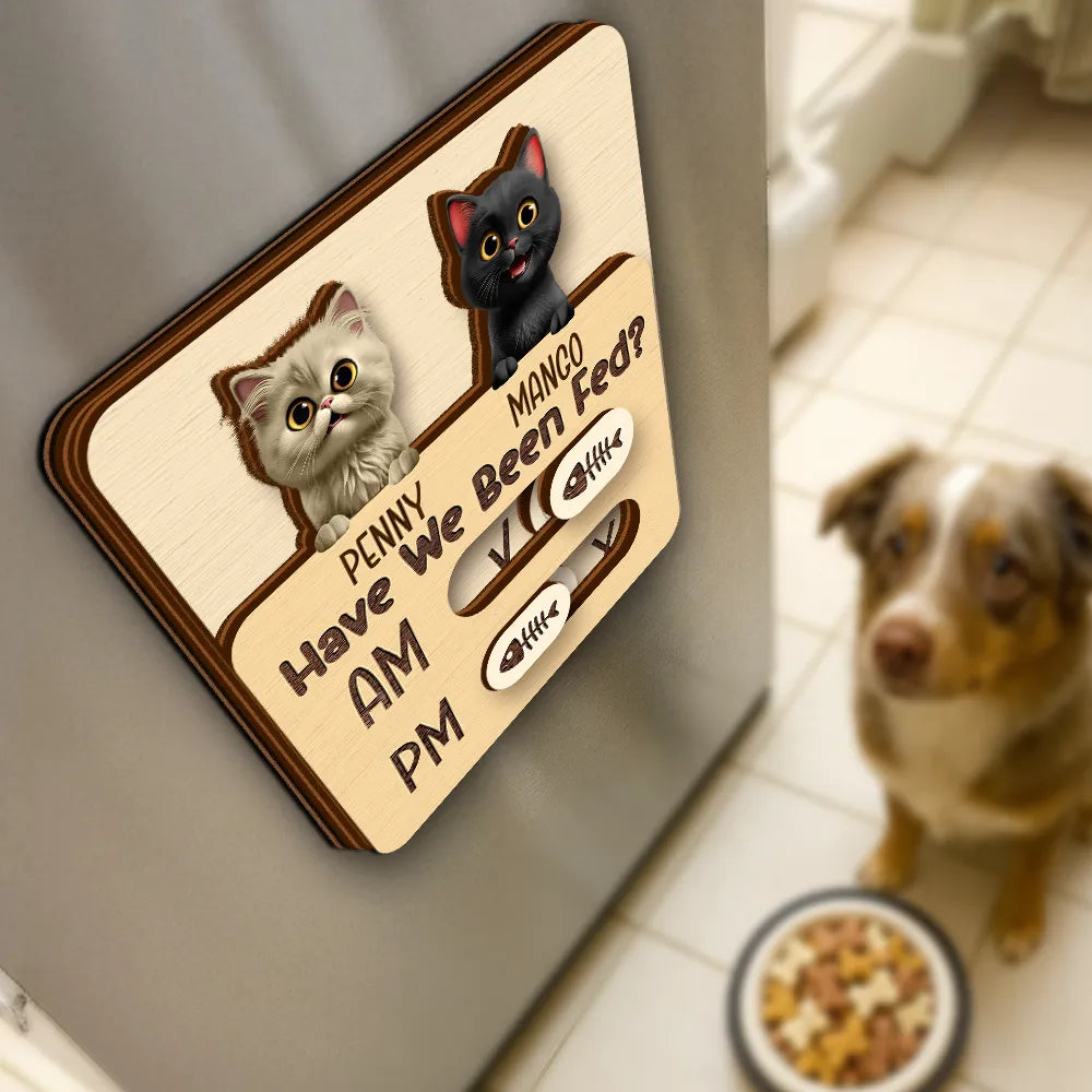 Dog Lovers,Pet Lovers,Cat Lovers - Cute Dog Cat Food Medicine Tracker - Personalized Pet Feeding Tracker Magnet