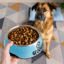 Cute Dog Cat Name With Icons - Personalized Removable Stainless Steel Pet Bowl