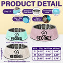 Cute Dog Cat Name With Icons - Personalized Removable Stainless Steel Pet Bowl