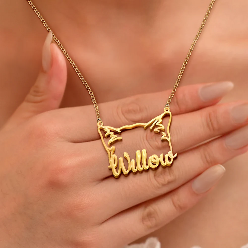 Cat Lovers,Cat Mom,Pet Lovers,Pet Mom,Love - Cute Minimalist Cat Ears Jewelry For Cat Lovers Cat Mom - Personalized Letter Necklace