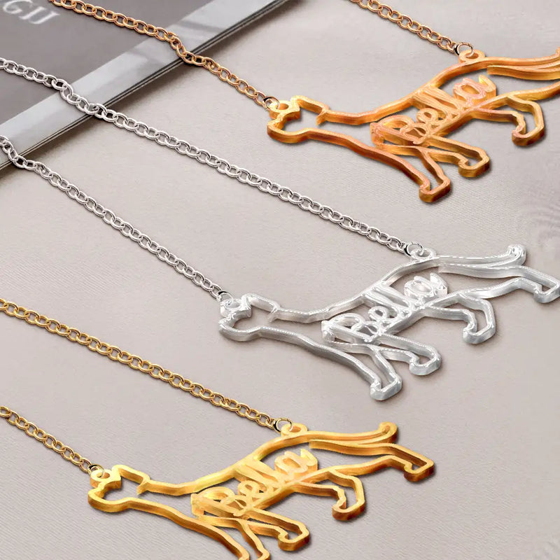 Cat Lovers,Cat Mom,Pet Lovers,Pet Mom,Love - Cute Minimalist Cat Shaped Jewelry For Cat Lovers Cat Mom - Personalized Letter Necklace