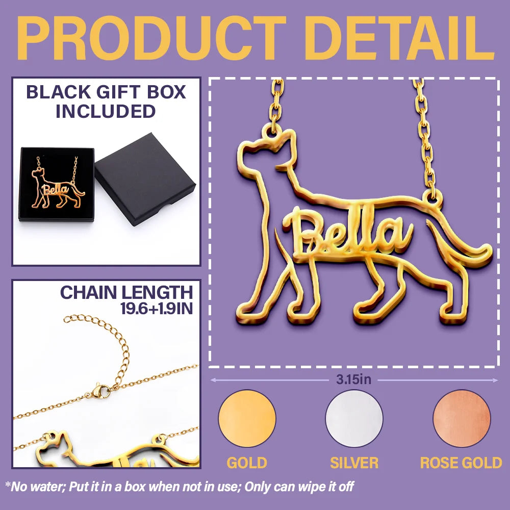 Cat Lovers,Cat Mom,Pet Lovers,Pet Mom,Love - Cute Minimalist Cat Shaped Jewelry For Cat Lovers Cat Mom - Personalized Letter Necklace