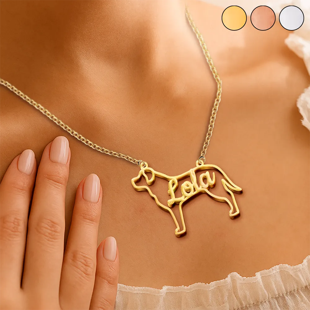 Cute Minimalist Dog Shaped Jewelry For Dog Lovers Dog Mom - Personalized Letter Necklace