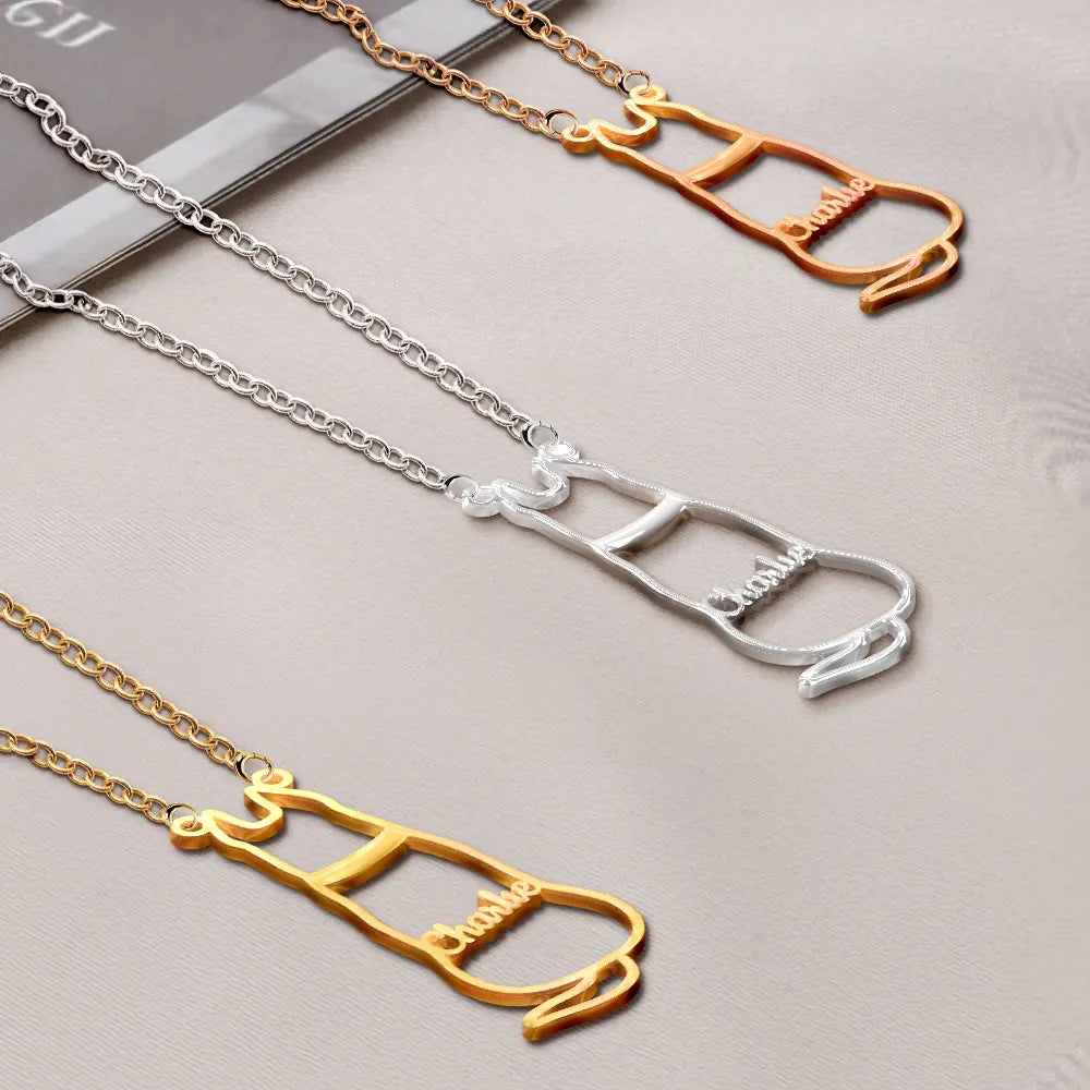 Pet Lovers,Pet Mom,Dog Lovers,Dog Mom,Memorial,Love - Cute Minimalist Dog Silhouette Jewelry For Dog Lovers Dog Moms - Personalized Letter Necklace