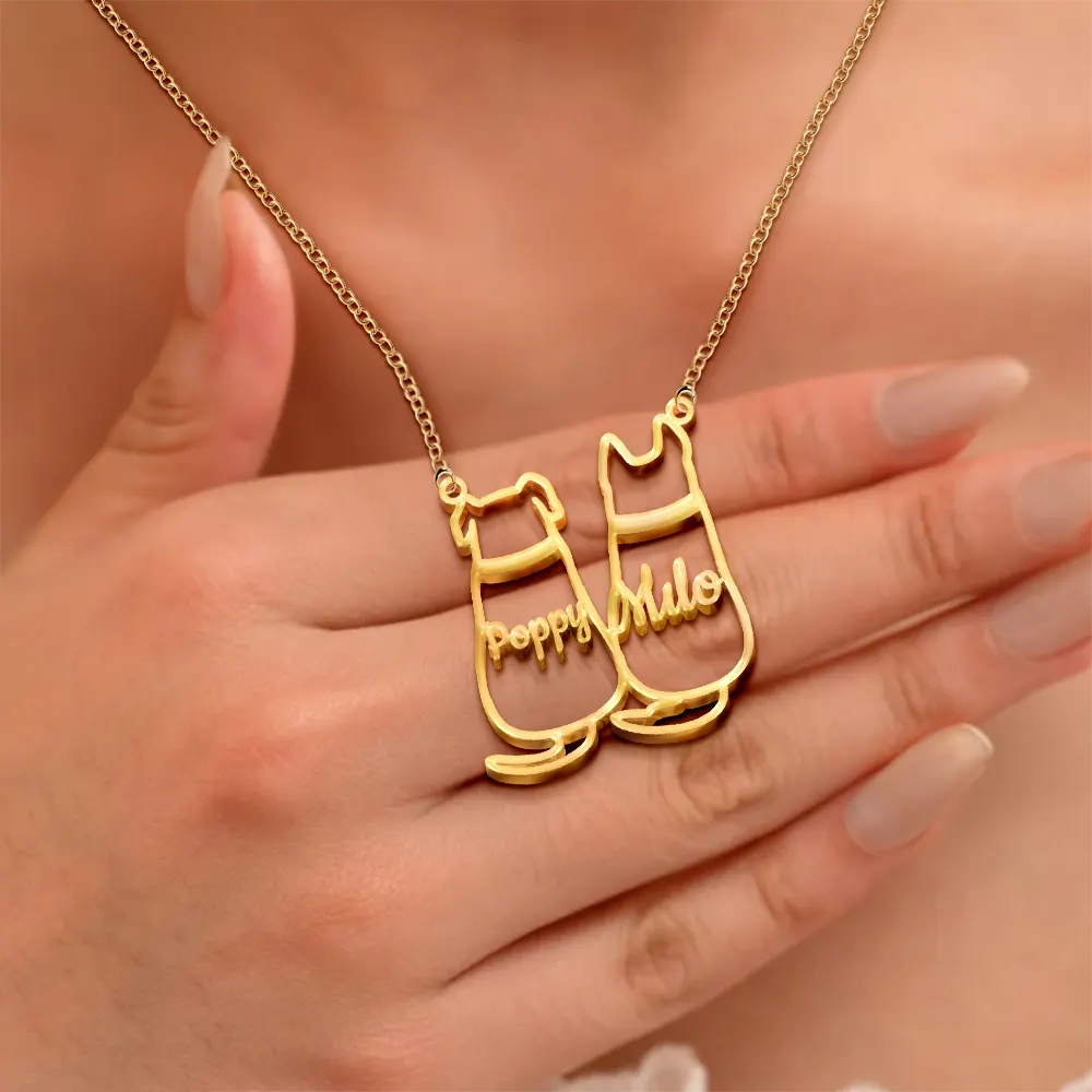 Pet Lovers,Pet Mom,Dog Lovers,Dog Mom,Memorial,Love - Cute Minimalist Dog Silhouette Jewelry For Dog Lovers Dog Moms - Personalized Letter Necklace