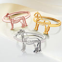 Farm, Pet Lovers, Pet Mom, Gift For Women - Cute Minimalist Horse Shaped Jewelry For Horse Lovers - Personalized Pet Silhouette Name Ring