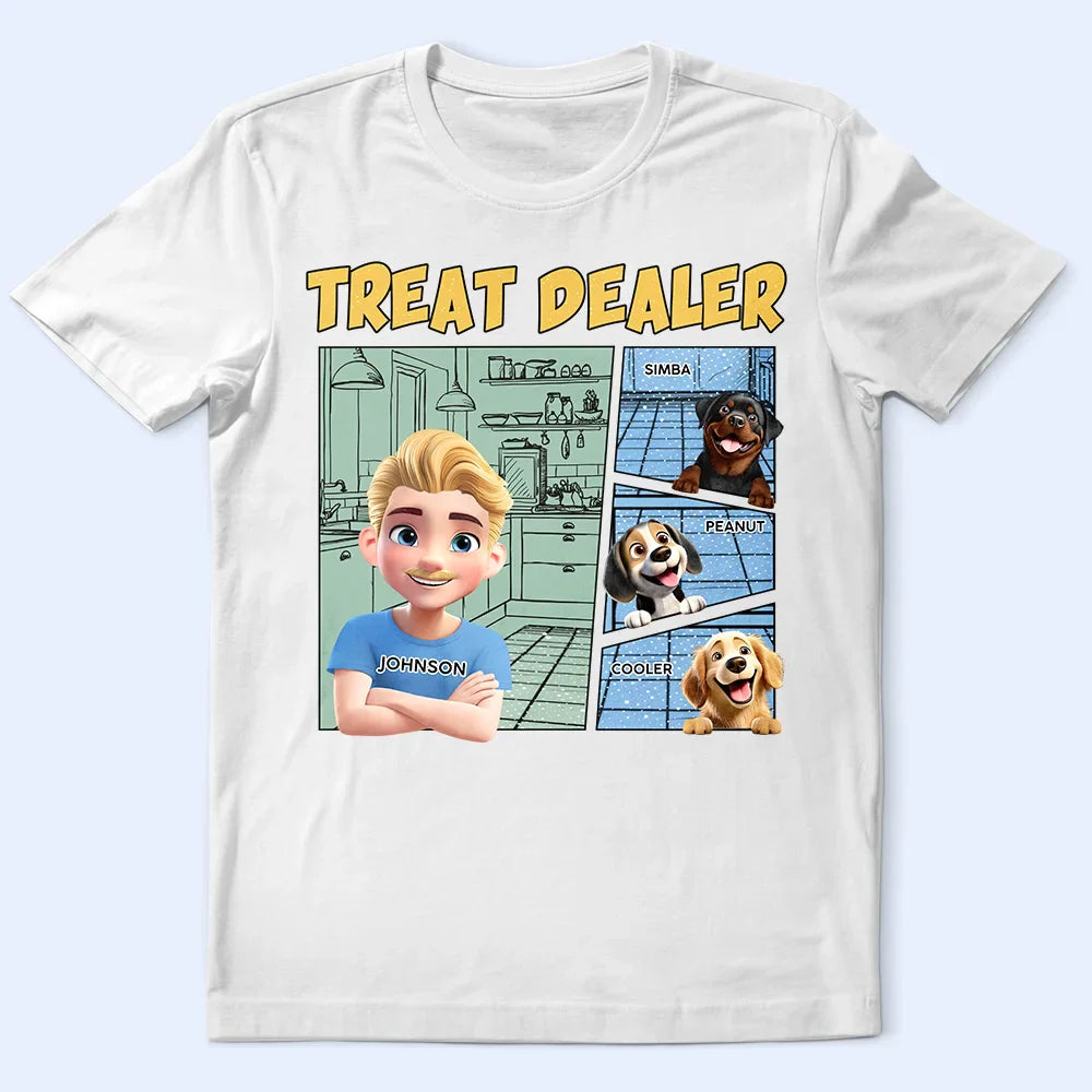 Funny Comic Style Treat Dealer Cute Dog Cat Pet Lover - Personalized T Shirt