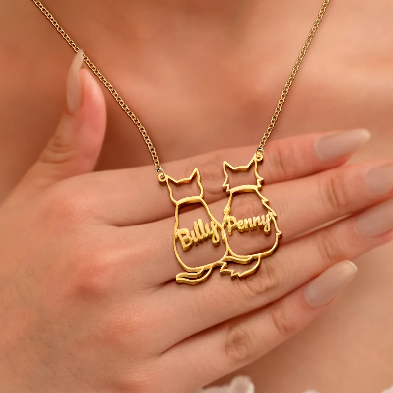 Cat Lovers,Cat Mom,Pet Lovers,Pet Mom,Memorial,Love - Cute Minimalist Cat Silhouette Jewelry For Cat Lovers Cat Moms - Personalized Letter Necklace