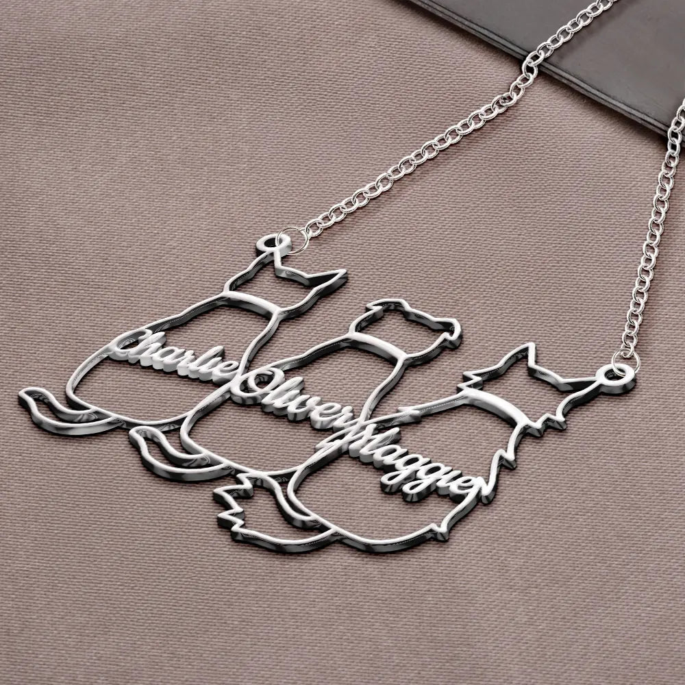 Cat Lovers,Cat Mom,Pet Lovers,Pet Mom,Memorial,Love - Cute Minimalist Cat Silhouette Jewelry For Cat Lovers Cat Moms - Personalized Letter Necklace