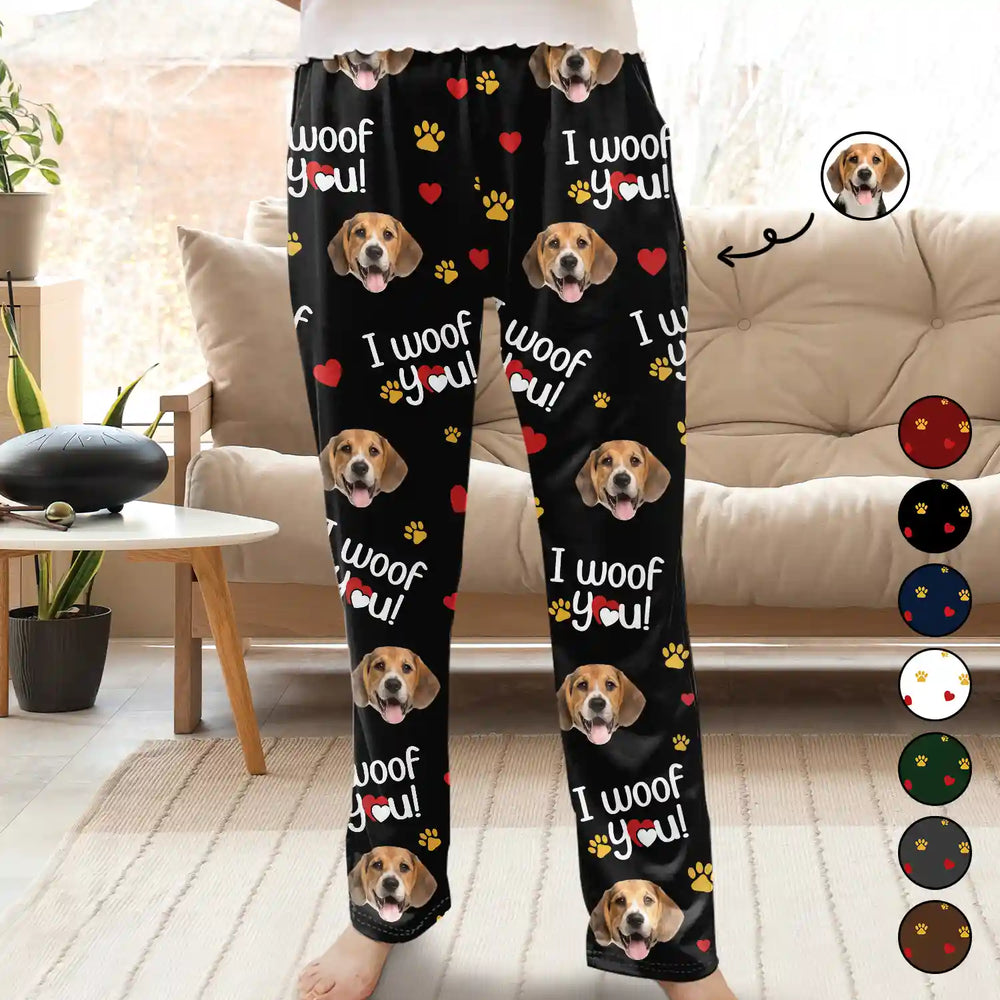 Custom Photo I Woof You I Meow You Lovely - Personalized Pajama Pants