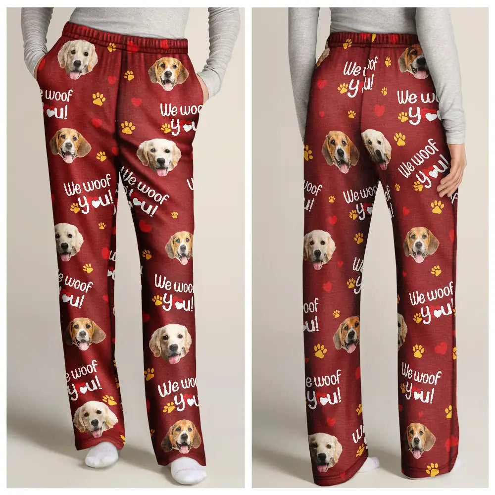 Custom Photo I Woof You I Meow You Lovely - Personalized Pajama Pants