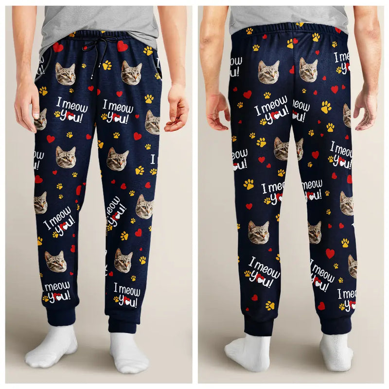 Custom Photo I Woof You I Meow You Lovely - Personalized Pajama Pants