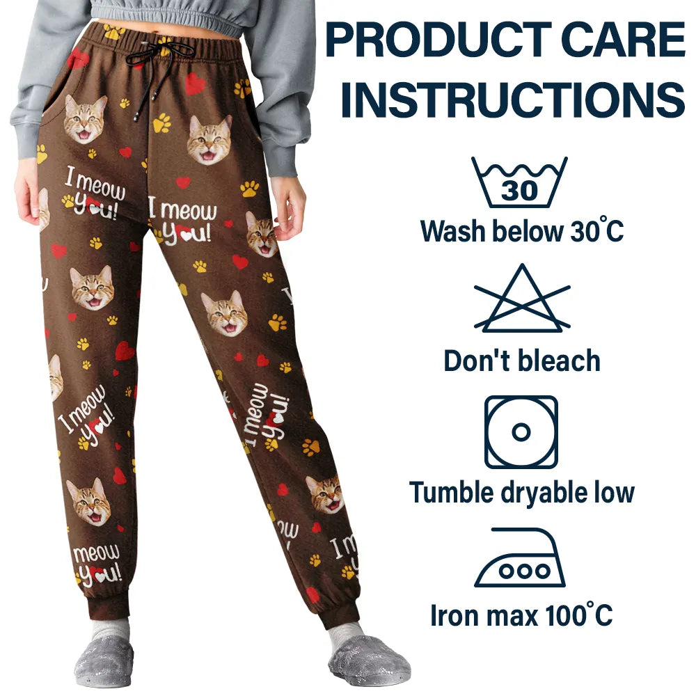 Custom Photo I Woof You I Meow You Lovely - Personalized Pajama Pants