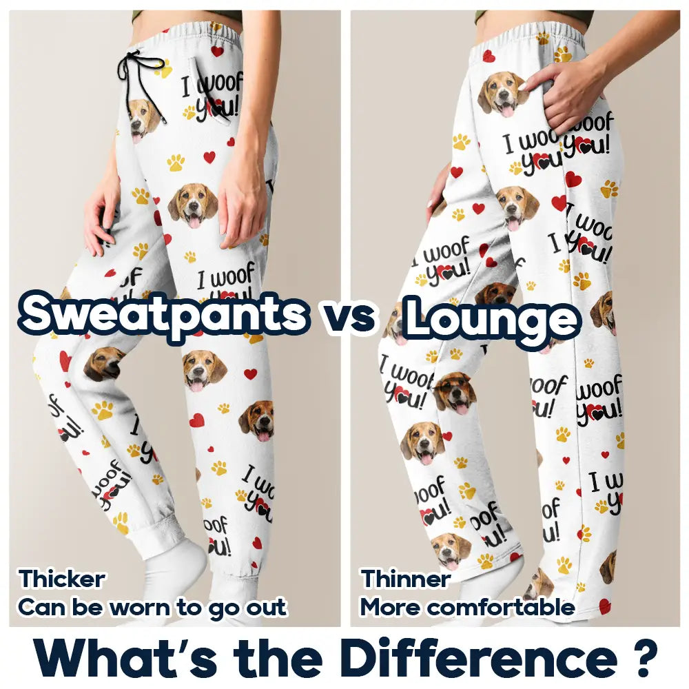 Custom Photo I Woof You I Meow You Lovely - Personalized Pajama Pants