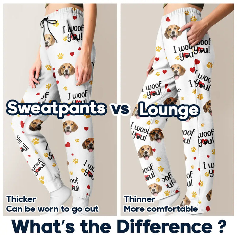 Custom Photo I Woof You I Meow You Lovely - Personalized Pajama Pants