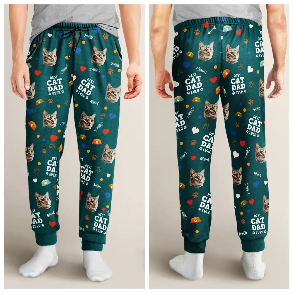 Custom Photo Best Dog Dad Dog Mom - Personalized Pajama Pants