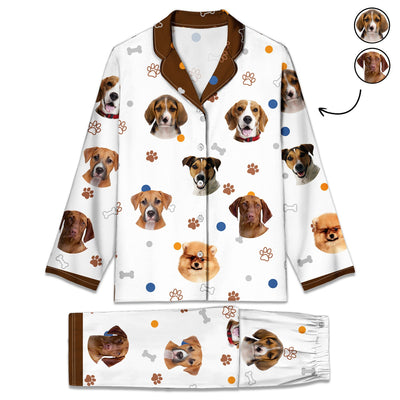 Custom Photo Dog Face Funny - Gift For Dog Lovers - Personalized Long Pajamas Set
