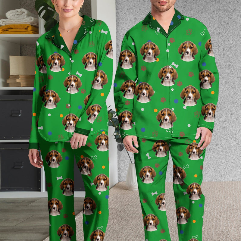 Custom Photo Dog Face Funny - Gift For Dog Lovers - Personalized Long Pajamas Set