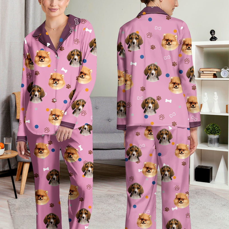 Custom Photo Dog Face Funny - Gift For Dog Lovers - Personalized Long Pajamas Set