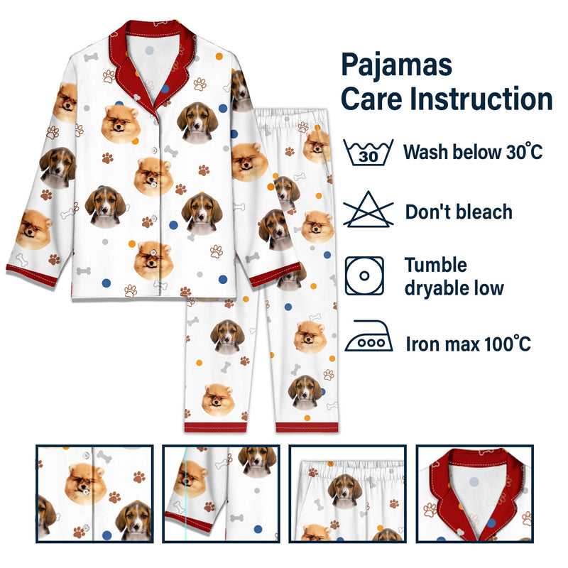 Custom Photo Dog Face Funny - Gift For Dog Lovers - Personalized Long Pajamas Set