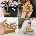 Dog Lovers,Pet Lovers,Dog Mom,Happy-Dachshund Shaped, Dog Lovers Charm - Personalized Dog Leather Bag Charm, Keychain
