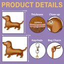 Dog Lovers,Pet Lovers,Dog Mom,Happy-Dachshund Shaped, Dog Lovers Charm - Personalized Dog Leather Bag Charm, Keychain