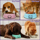 Pet Lovers,Pet Mom,Pet Dad,Dog Lovers,Cat Lovers-Dog And Cat Ear Line Art With Name - Personalized Removable Stainless Steel Pet Bowl