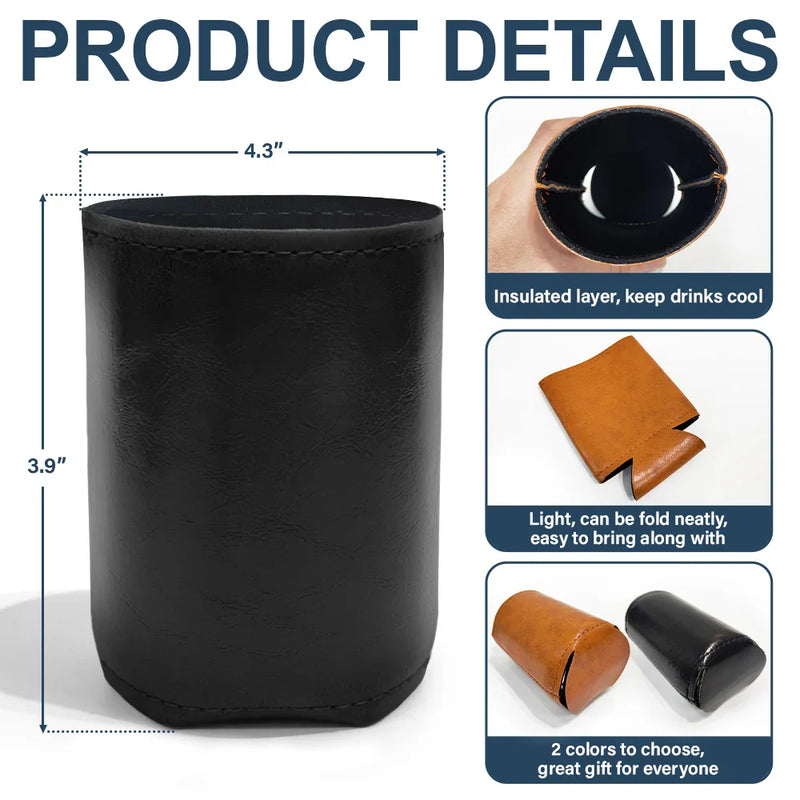 I Woof You Dog Dad - Personalized Leather Can Cooler