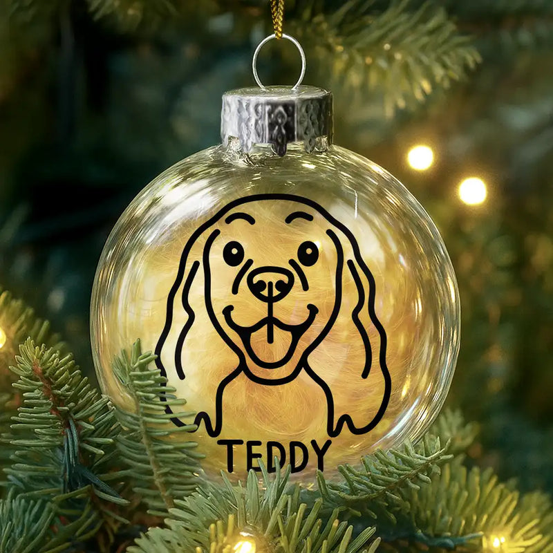 Dog Lovers,Christmas,Love-Dog Line Sketch Face Custom Name - Personalized Fillable Clear Ball Ornament