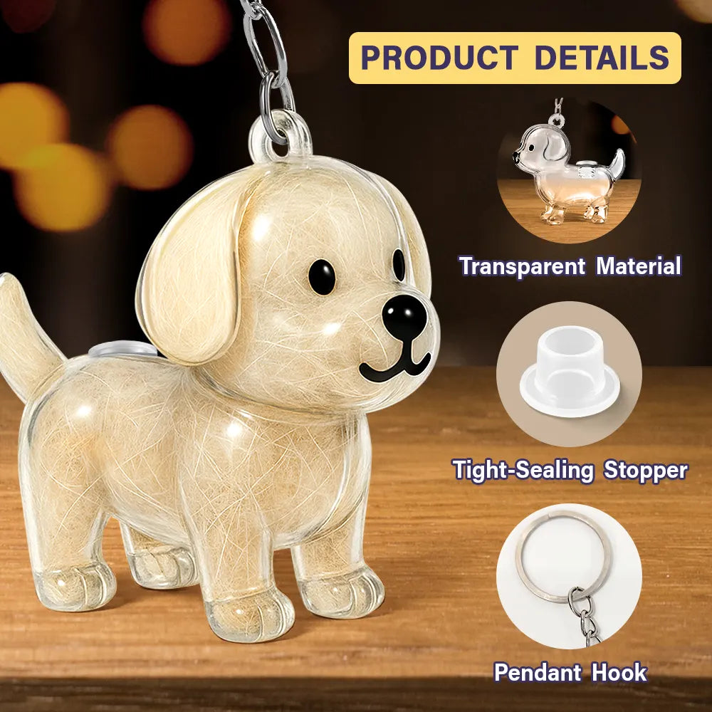 Sad,Memorial,Dog Lovers-Dog Memorial Keepsake With Custom Name - Personalized Dog Hair Collector Keychain Bag Charm Memorial Storage Box