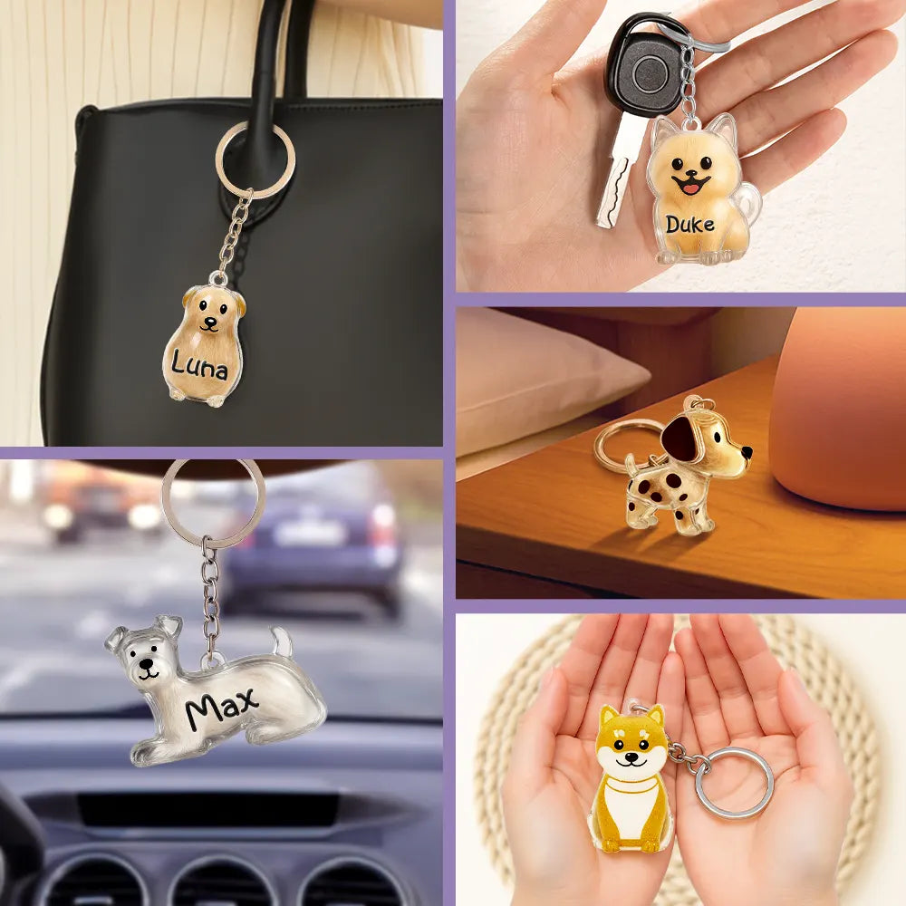 Sad,Memorial,Dog Lovers-Dog Memorial Keepsake With Custom Name - Personalized Dog Hair Collector Keychain Bag Charm Memorial Storage Box
