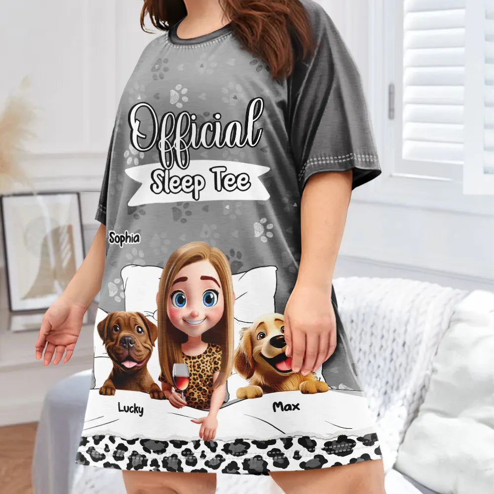 Gift For Wife,Gift For Girlfriend,Gift For Yourself,Gift For Women,Gift For Mother,Gift For Grandma,Dog Lovers,Dog Mom,Pet Lovers,Pet Mom - Dog Mom Official Sleep Tee - Personalized Women's Sleep Tee