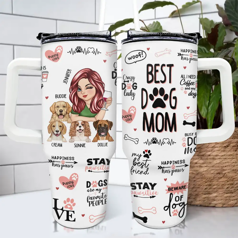 Puppy Love From The Best Dog Mom - Personalized 40oz Tumbler With Straw