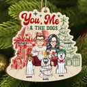 Christmas,Dog Lovers,Gift For Couples,Happy - You, Me And The Dogs - Personalized Custom Shaped Wooden Ornament