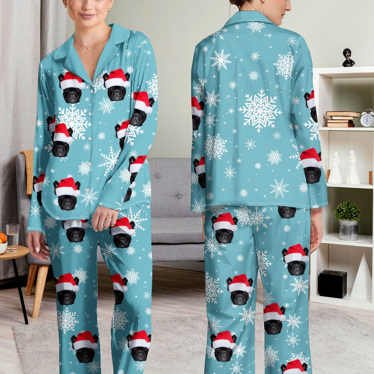 Custom Photo Funny Pet Face - Christmas Gift For Family - Personalized Long Pajamas Set