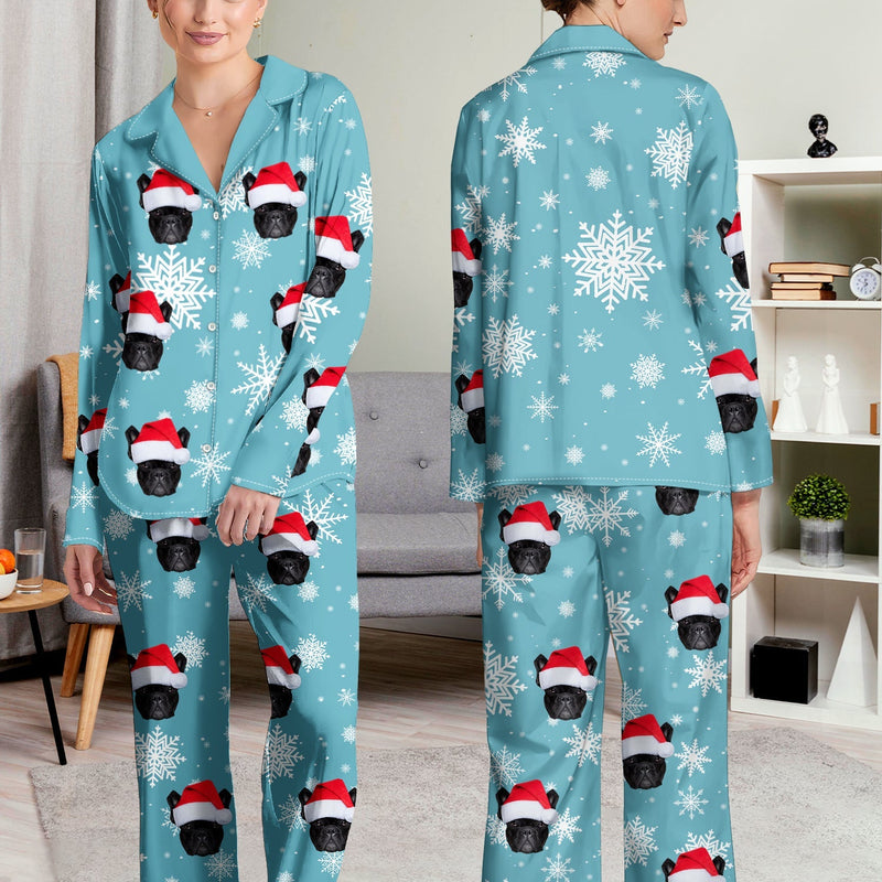 Custom Photo Funny Pet Face - Christmas Gift For Family - Personalized Long Pajamas Set
