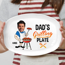 Custom Photo Funny Daddy's Grilling Plate - Personalized Plate