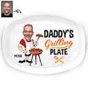 Custom Photo Funny Daddy's Grilling Plate - Personalized Plate
