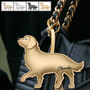 Dog Lovers,Pet Lovers,Dog Mom,Happy-Golden Retriever Shaped, Dog Lovers Charm - Personalized Dog Leather Bag Charm, Keychain