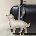 Dog Lovers,Pet Lovers,Dog Mom,Happy-Golden Retriever Shaped, Dog Lovers Charm - Personalized Dog Leather Bag Charm, Keychain