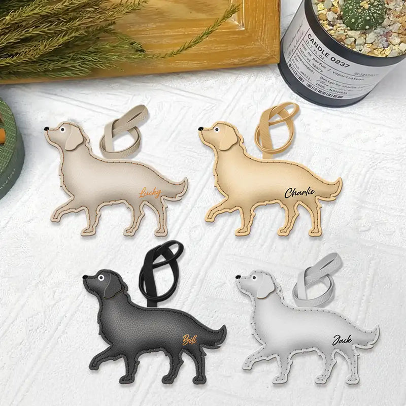 Dog Lovers,Pet Lovers,Dog Mom,Happy-Golden Retriever Shaped, Dog Lovers Charm - Personalized Dog Leather Bag Charm, Keychain