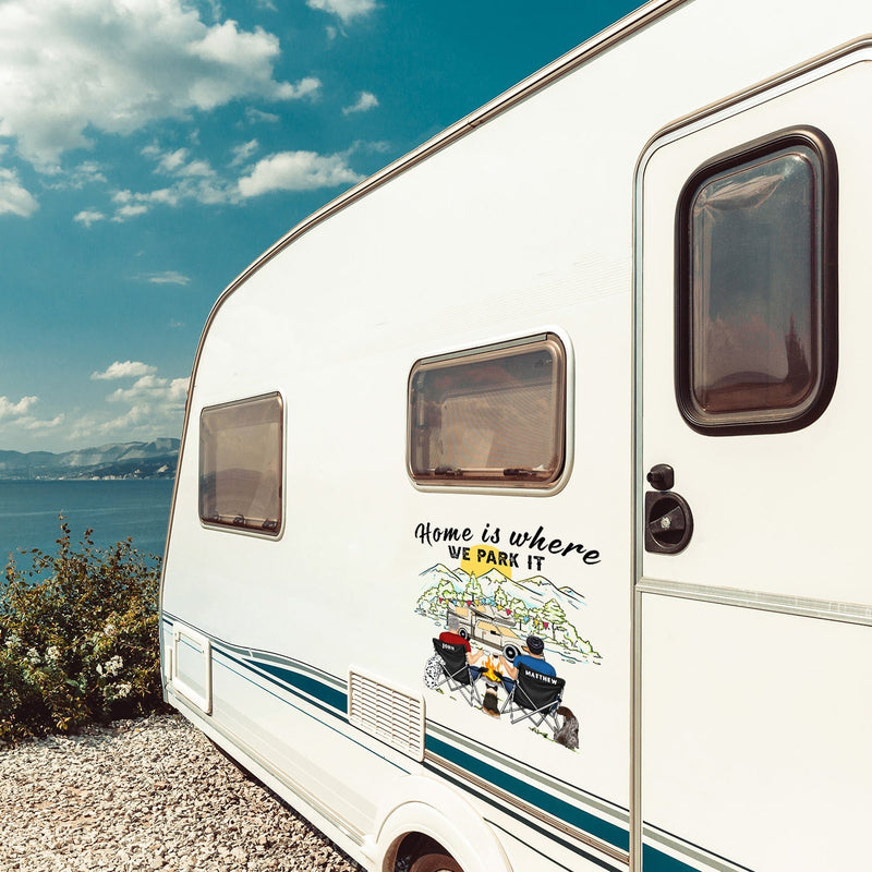 Camping Home Is Where We Park It You And Me And The Dogs - Personalized Camping Decal, Decor Decal