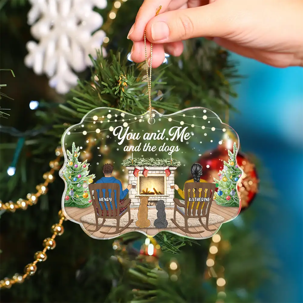 You And Me And The Dogs - Dog Lovers - Personalized Medallion Acrylic Ornament