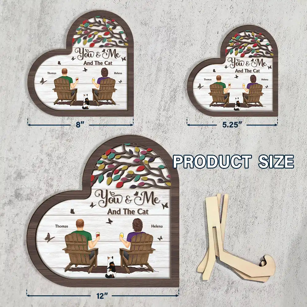 You And Me And The Fur Babies - Personalized 2-Layered Wooden Plaque With Stand
