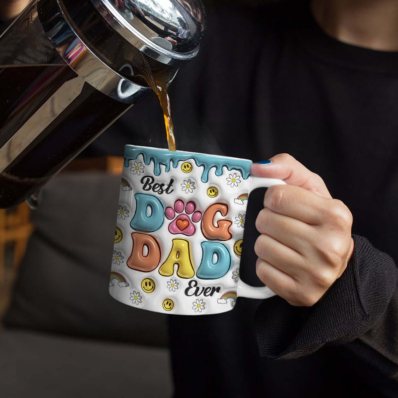 Custom Photo Thanks For All The Belly Rubs Dog Dad - 3D Inflated Effect Printed Mug, Personalized White Edge-to-Edge Mug