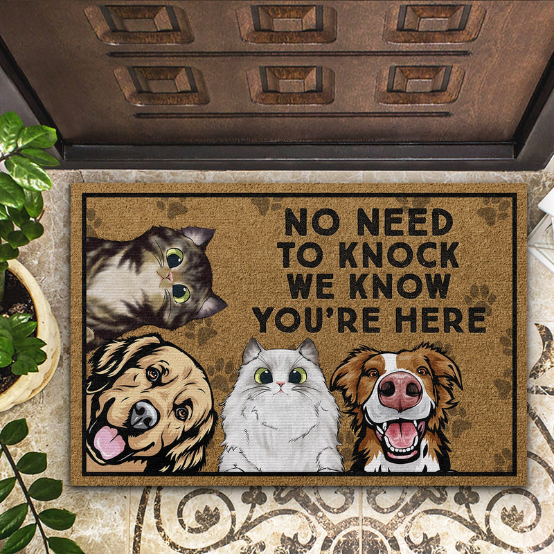 No Need To Knock We Know You're Here Dog Cat Lovers - Personalized Custom Doormat