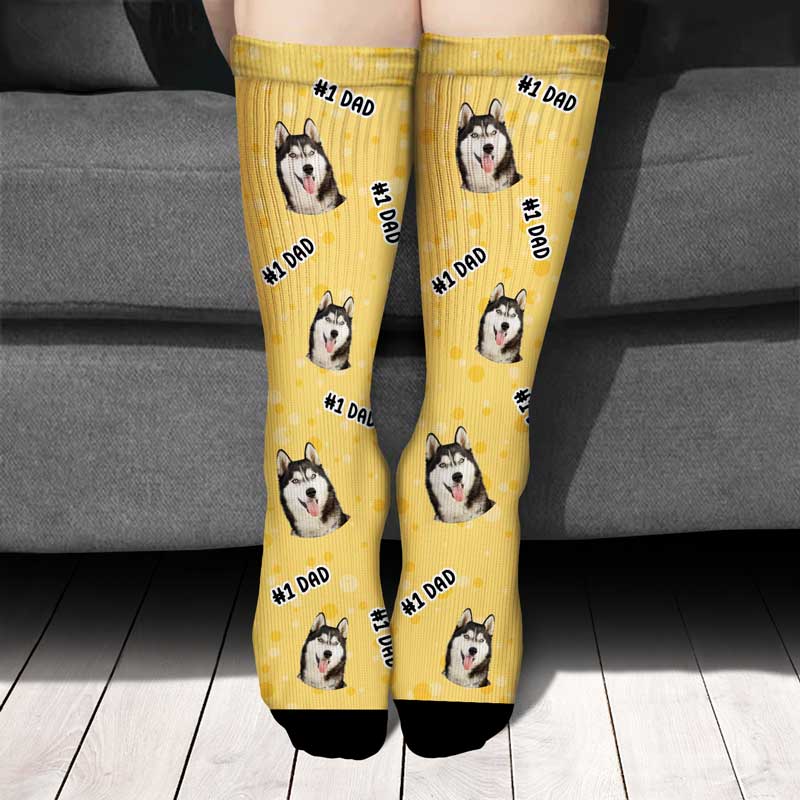 Custom Photo #1 Dad Pet Face Family - Personalized Socks