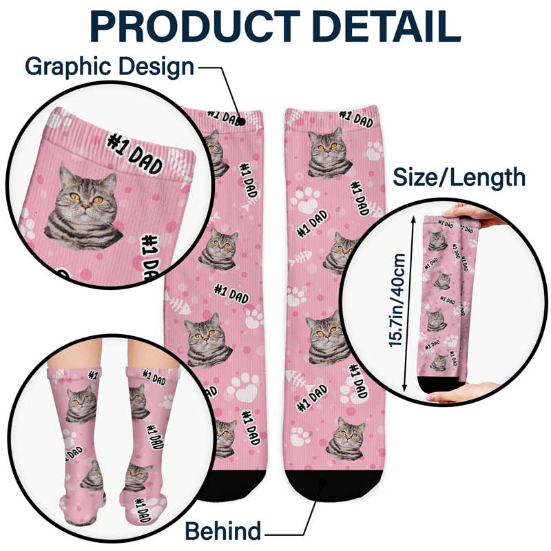 Custom Photo #1 Dad Pet Face Family - Personalized Socks